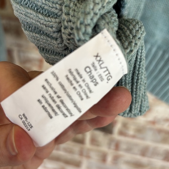 Chaps Light Green Mock Neck Button Up Elbow Patches Sweater - Picture 8 of 9